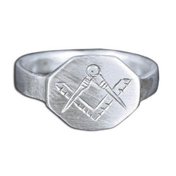 Square and Compass Masonic Signet Ring Pinky