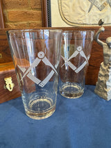 Square & Compass Pint Glass Glass (Single or Pair)