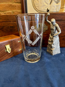 Square & Compass Pint Glass Glass (Single or Pair)