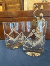Square & Compass Rock Glass (Single, Pair, or Set)