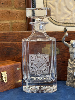 Working Tools Deep-Carved Masonic Decanter