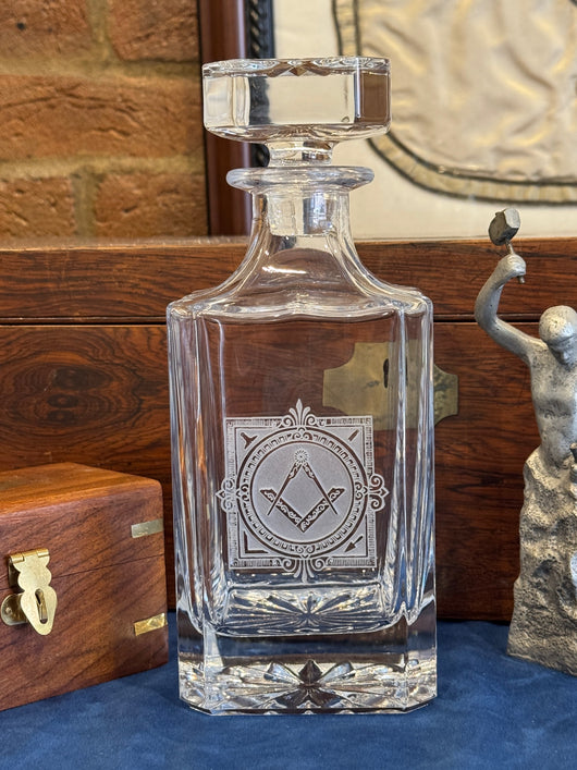 Working Tools Deep-Carved Masonic Decanter