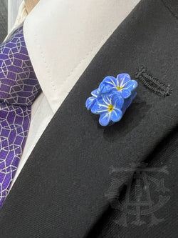 Forget-me-not Lapel Pin Triple on Jacket