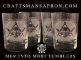 Memento Mori Masonic Rocks Glasses (Set of 4)