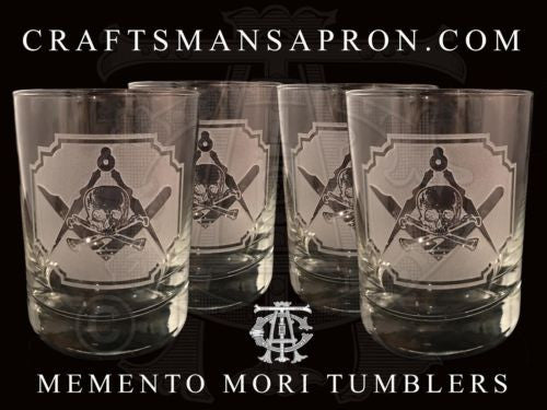 Memento Mori Masonic Rocks Glasses (Set of 4)