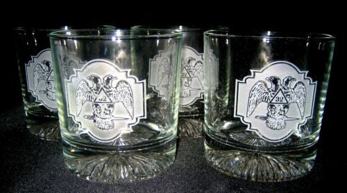 32nd Degree Scottish Rite Masonic Rocks Glasses (Set of 4)