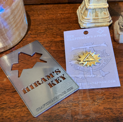All-Seeing-Eye Pin and Hiram's Key Bottle Opener Package