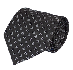 Classic Square and Compasses Masonic Necktie, Black and White