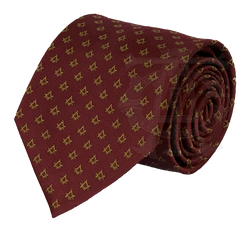 Classic Square and Compasses Masonic Necktie, Burgundy and Gold